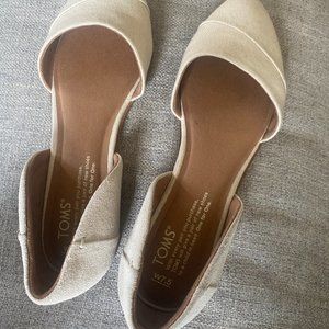 TOMS Jutti D'Orsay Flats, Size 7.5 , Birch Suede/Natural Hemp  New with box